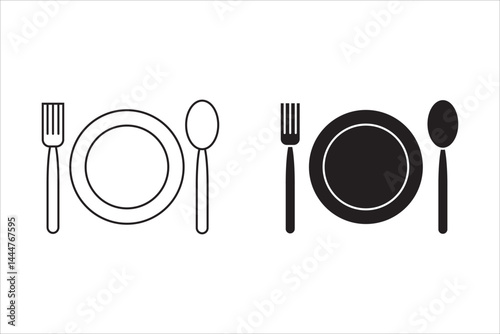 Food Plate Outline Icon Vector Illustration on white background