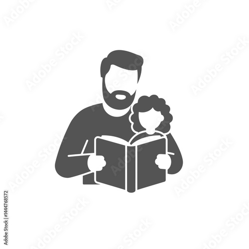 A Moment of Storytime: A tender illustration captures a moment of connection, depicting a father and daughter sharing the joy of reading a book.