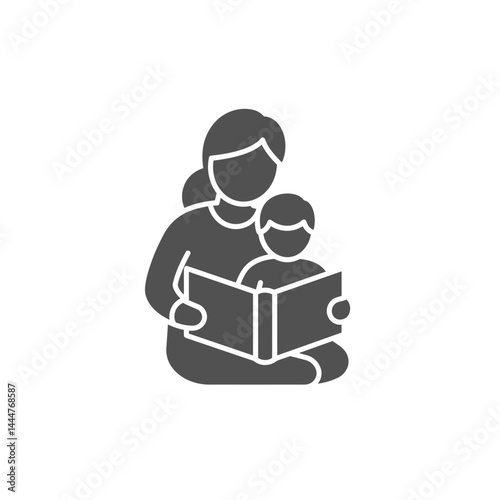 Reading Time: A serene illustration of a mother and child absorbed in the pages of a book, embracing the joy of learning and fostering a love for reading.