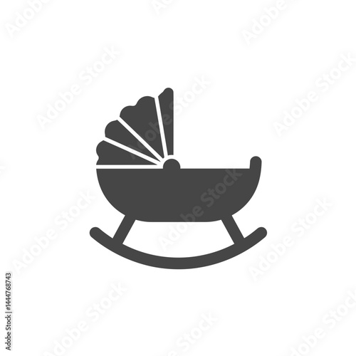 Modern Baby Cradle: A minimalist vector illustration captures the essence of a classic baby cradle, symbolizing comfort and nurturing for a newborn.