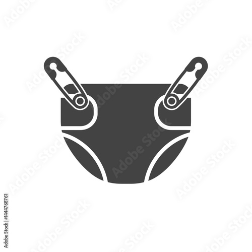 Baby Diaper Icon: A minimalist illustration of a baby diaper, designed with clean lines and simplicity, perfect for representing infancy, care, and early childhood.