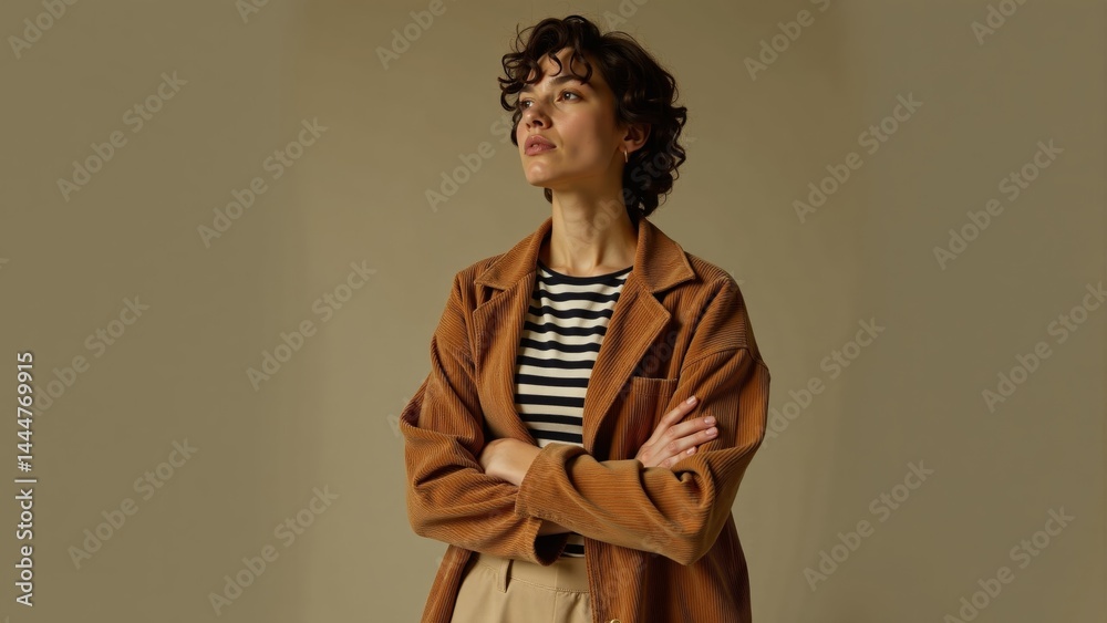 Obraz premium Confident Woman Posing With Arms Crossed