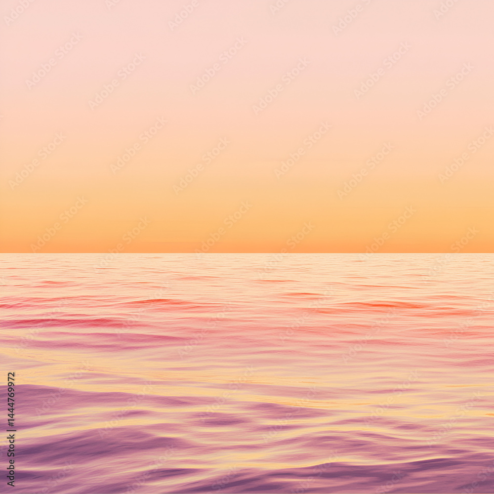 Obraz premium Serene sunset over ocean coastal scene digital artwork tranquil environment aerial view gradient colors for relaxation