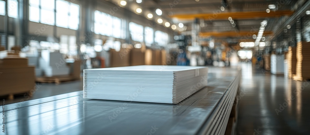 Paper stack factory conveyor, industrial background Paper stack factory conveyor, industrial background
