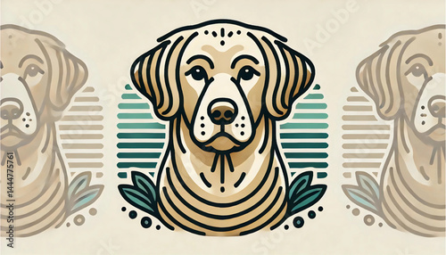 Retro dog icon for animal care branding
