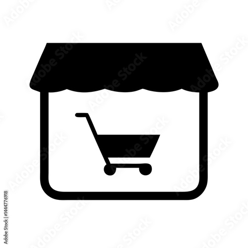 Online Store Icon Featuring Shopping Cart in Minimalist Style  