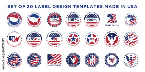 set of 20 label design templates made in usa