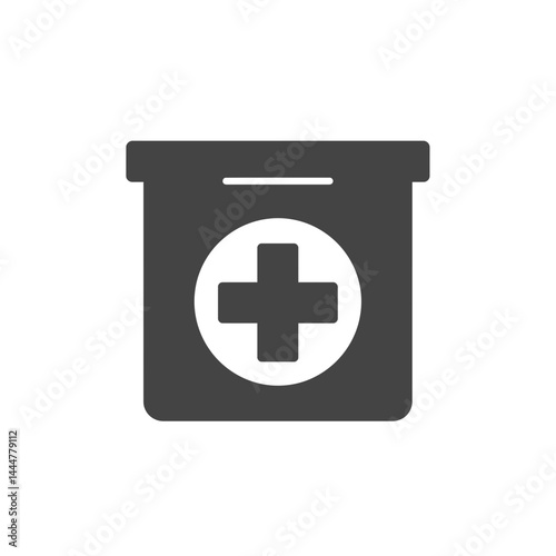 First Aid Box: A simple, modern first aid box, with a prominent cross emblem, ready for immediate use in emergency situations. This image embodies protection, health, and aid.