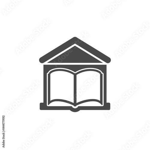 Open Book House Icon: A sleek, open book forms the heart of a house icon, symbolizing the central role of knowledge and learning in building a home and a life.