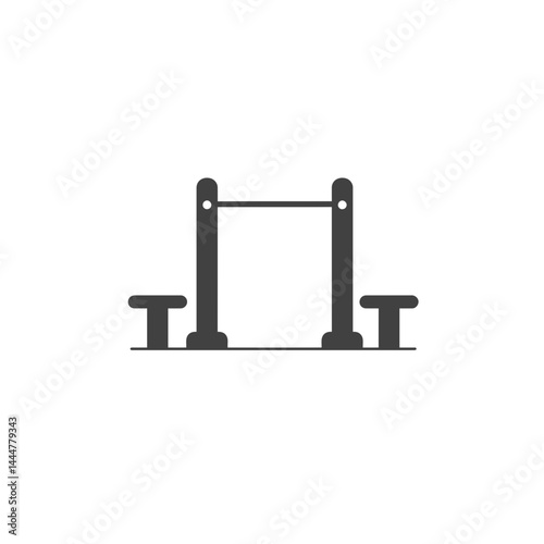 Strength Training Silhouette: Minimalist vector image of a calisthenics exercise equipment, perfect for workout and fitness-themed designs.