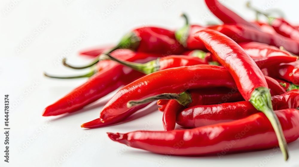 Close-up view of many red chili peppers. Close-up view of many red chili peppers.