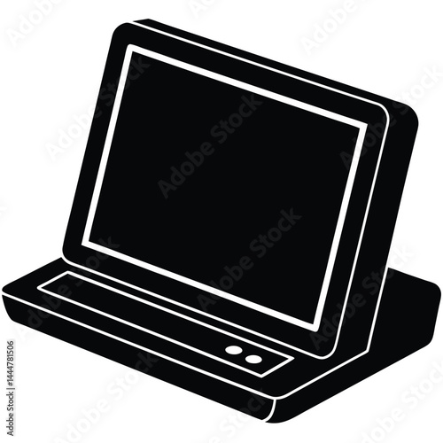 Tablet computer device with keyboard flat icon for apps and websites, Computer tablet device flat vector icon for apps and websites, Computer Screen icons thin line illustrations designs, Computer.