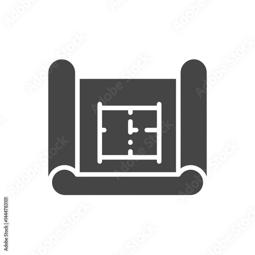 Blueprint Icon: A meticulously crafted architectural blueprint, representing detailed plans for a building. The icon showcases the core of design and construction.