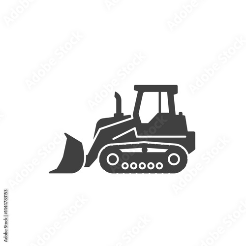 Bulldozer Silhouette: A powerful bulldozer silhouetted against a clean backdrop, embodying strength and construction. Perfect for illustrating industry concepts.