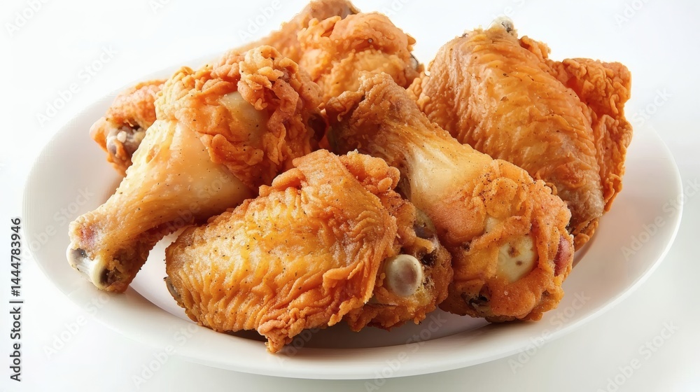 Crispy fried chicken wings piled high on a plate. Crispy fried chicken wings piled high on a plate.