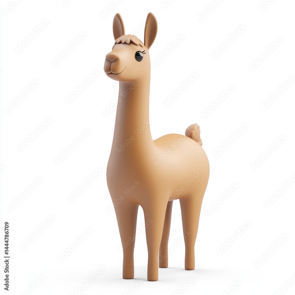 3d rendered illustration of a light brown llama.