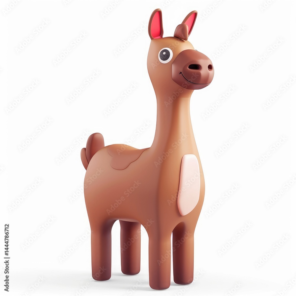 Cartoon llama, standing proud and cheerful.