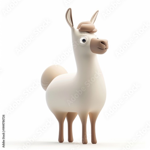 Obraz na płótnie Playful cartoon llama stands proudly against a white background. w salonie