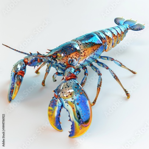 Obraz na płótnie Vibrant, iridescent lobster, showcasing detailed textures and colors. w salonie