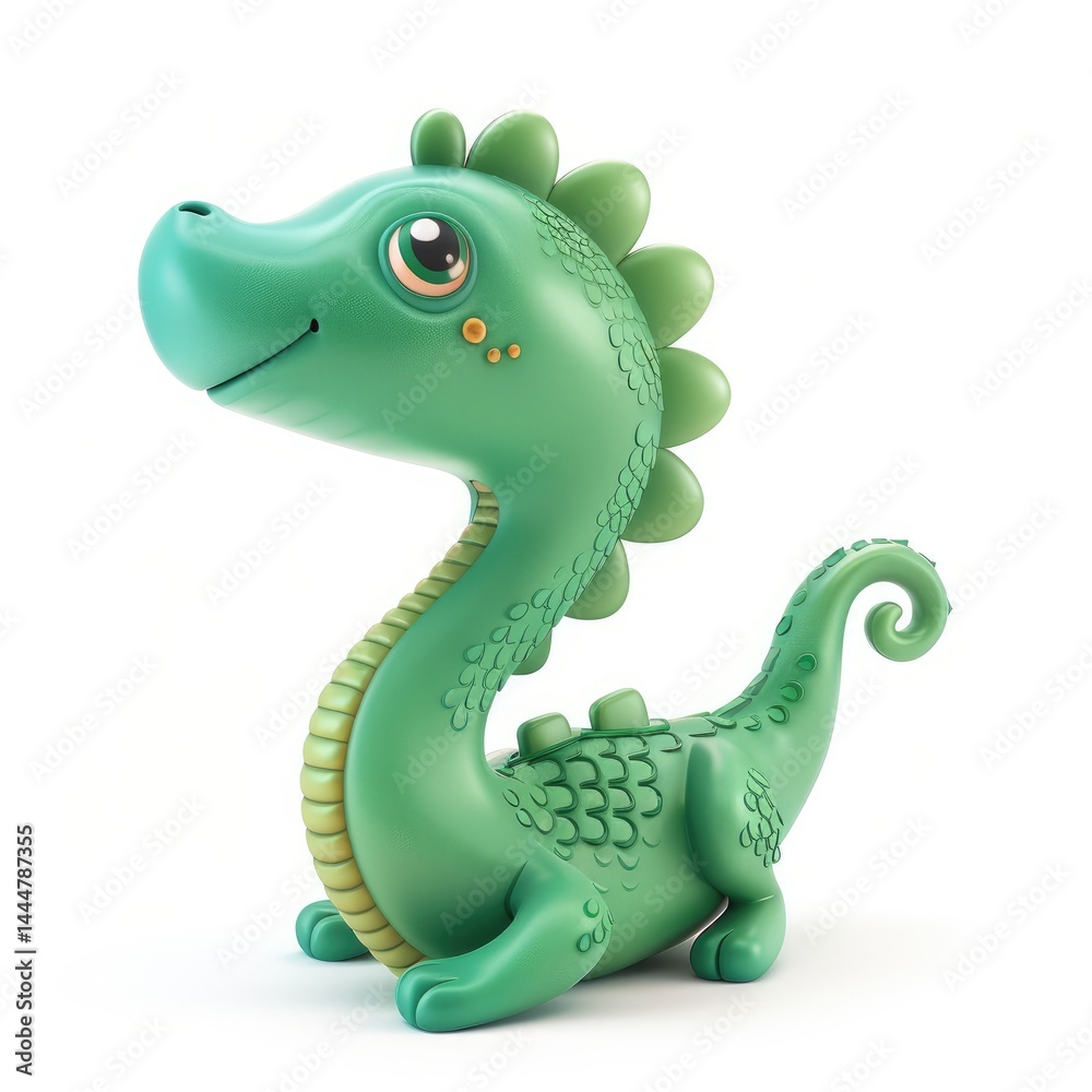 Cute, cartoonish green dragon figurine.
