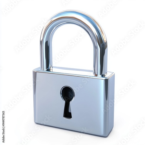 Obraz na płótnie Chrome padlock security icon, digitally rendered. w salonie
