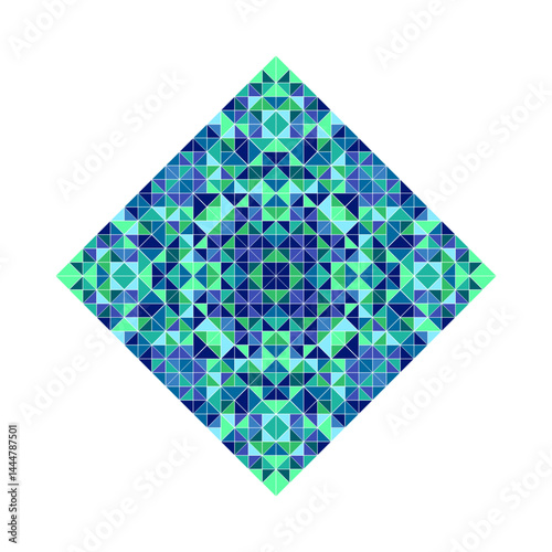 Ornate isolated tiled mosaic diagonal square symbol template - abstract polygonal squared vector design element