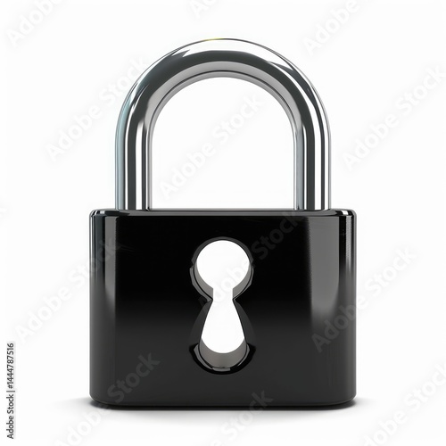 Obraz na płótnie A polished, black padlock with a keyhole. w salonie