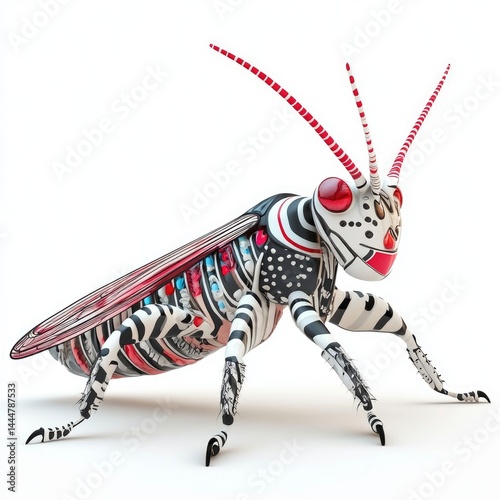 Obraz na płótnie A vibrant, stylized grasshopper, intricately designed. w salonie