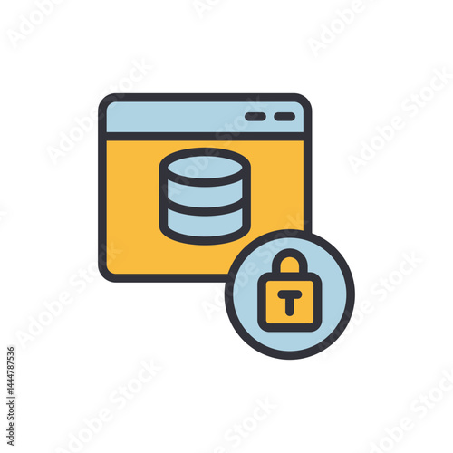 Database security colored icons, minimalist vector illustration ,simple transparent graphic element .Isolated on white background