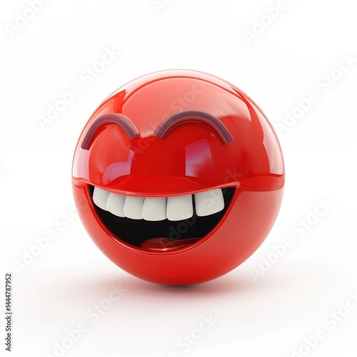 Obraz na płótnie Smiling, round, red emoji face. w salonie
