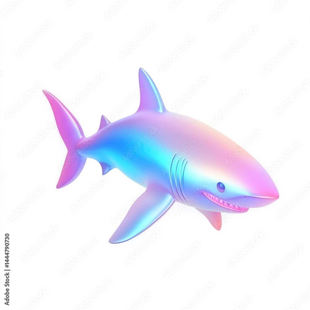 Fototapeta premium A vibrant, iridescent shark design against a white backdrop.
