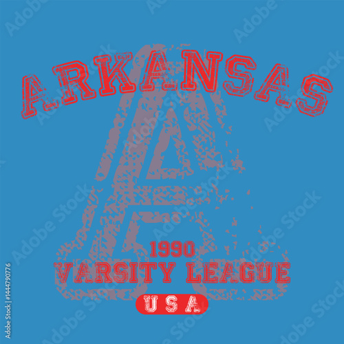 Vintage varsity college typography united states of america arkansas slogan text print with grunge texture for graphic tee t shirt or sweatshirt hoodie or sticker poster - Vector photo