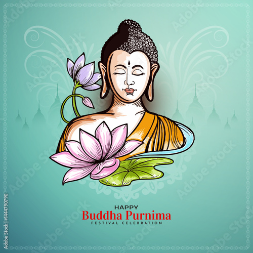 Happy Buddha Purnima traditional Indian festival greeting card