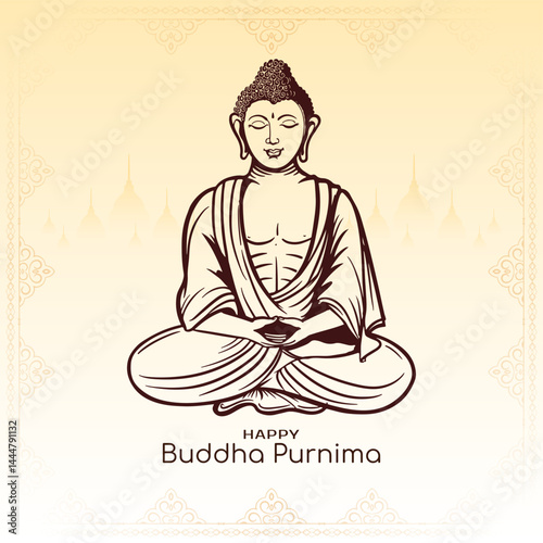 Happy Buddha Purnima traditional Indian festival greeting card