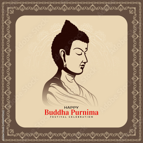 Artistic Happy Buddha Purnima Indian religious festival card