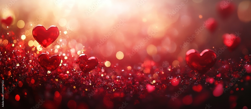 Red hearts bokeh background, Valentine's Day Red hearts bokeh background, Valentine's Day
