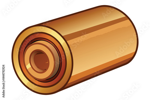 Roll of Sheet Metal in Copper or Brass on White