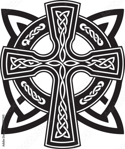 Celtic Cross with Intricate Knotwork and Circular Design