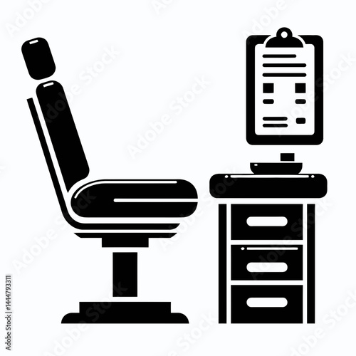 The Examination table. Hospital Clinic Healthcare Treatment Symbol. inspection desk medical diagnostic analysis platform for routine.