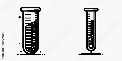 The Graduated cylinder. Hospital Clinic Healthcare Treatment Symbol. Calibrated measurement vessel precise volume assessment tool for lab chemistry application.