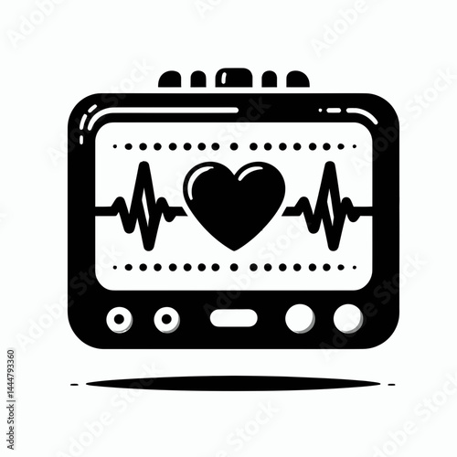 The Heart monitor. Hospital Clinic Healthcare Treatment Symbol. Vital pulse observation device a cardiac health tracking instrument utilizing advanced digital telemetry.