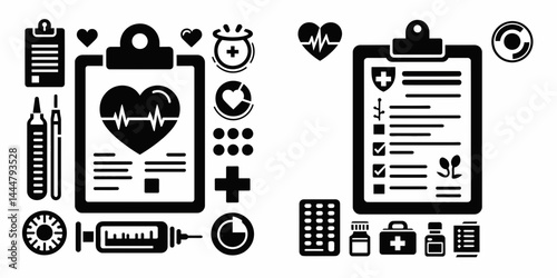 The Medical chart. Hospital Clinic Healthcare Treatment Symbol. Patients record detailed clinical documentation for proper therapy.