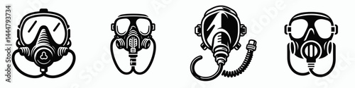 The Oxygen mask. Hospital Clinic Healthcare Treatment Symbol. Breathing apparatus airborne need personal safety gear for vital air upkeep.