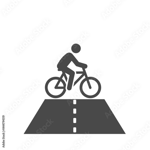 Bike on the Road : A symbolic representation of a person riding a bicycle on a road, highlighting the importance of cycling as a means of transport and leisure activity. 
