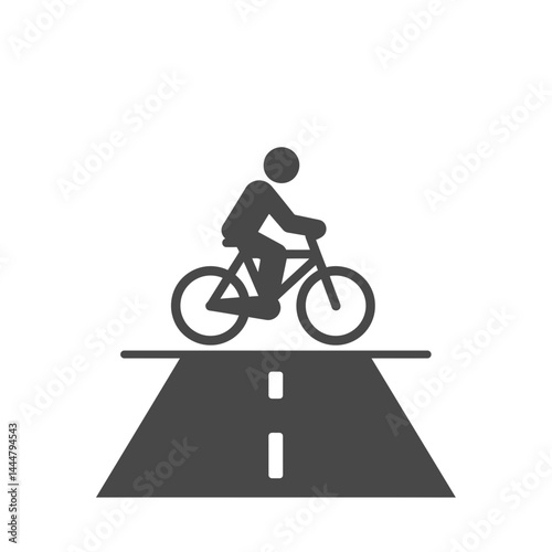 Cycling Icon: A silhouette of a person riding a bicycle along a straight road, symbolizing the freedom of cycling and the joys of outdoor activity.