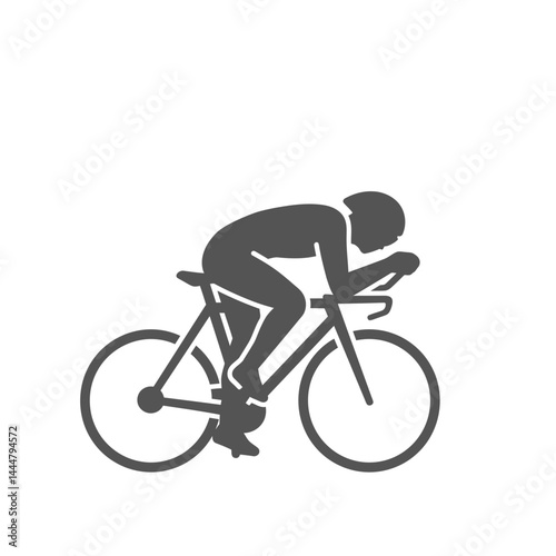 Cyclist Silhouette: A sleek, monochromatic image captures a cyclist mid-race, showcasing speed and determination on a streamlined bicycle