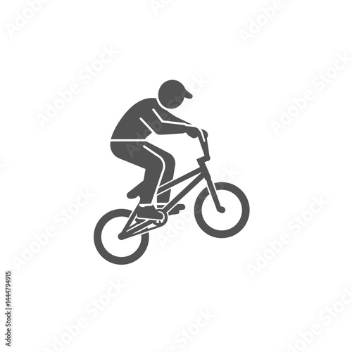 BMX Rider Icon: A stylized illustration depicts a BMX rider in action, showcasing a dynamic pose and a sense of movement, suitable for sports-themed designs.