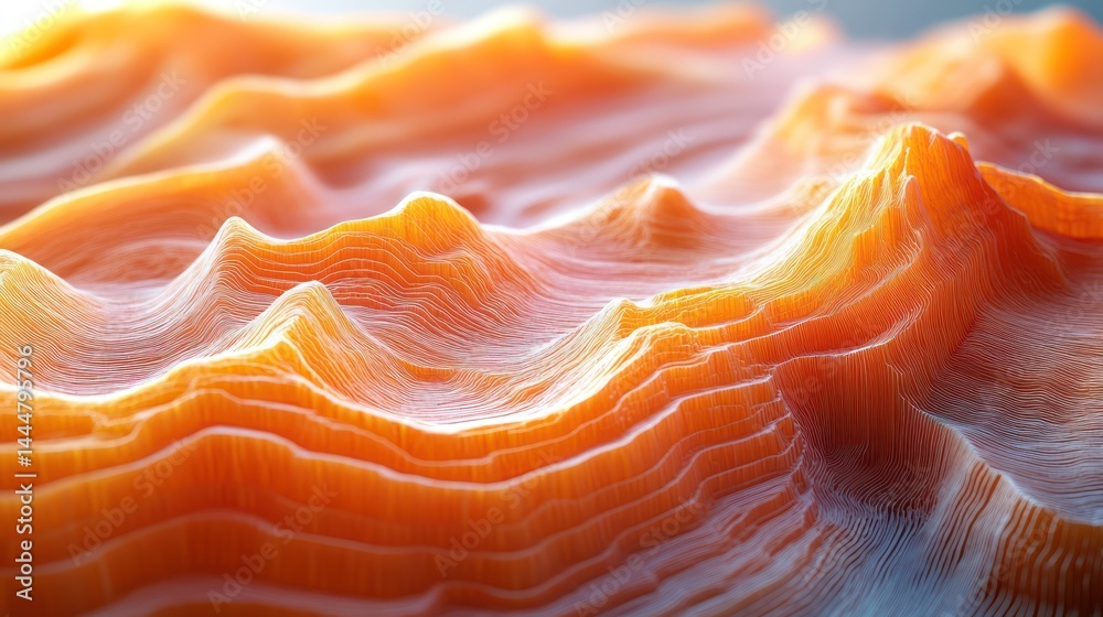 Abstract topographic landscape with warm orange hues and flowing lines Abstract topographic landscape with warm orange hues and flowing lines