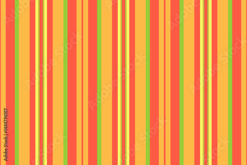 Vibrant vertical stripes in sunny orange, lime green, and pale yellow create a cheerful, summery pattern.