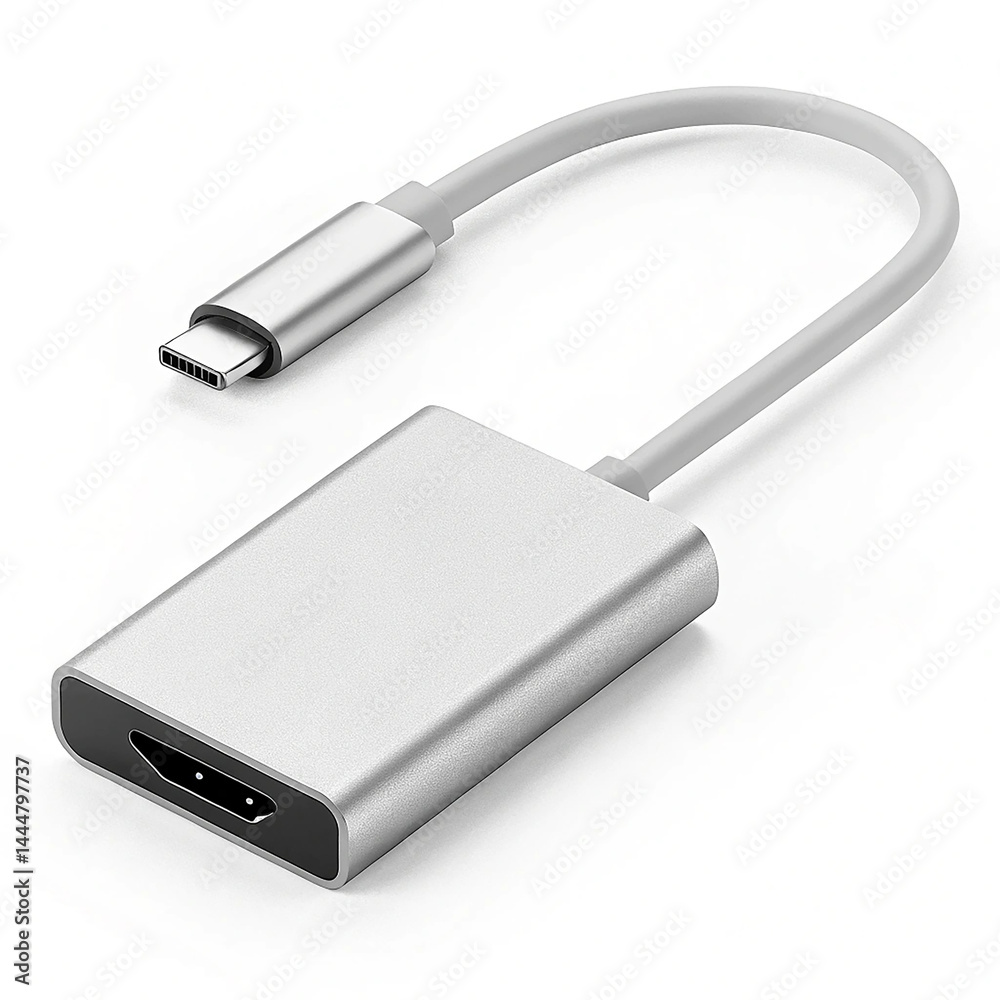 Fototapeta premium USB C to HDMI adapter on white background